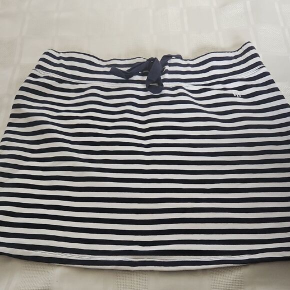 Tommy Hilfiger Navy Blue and White Mini Swim Cover Up Skirt - Picture 11 of 16